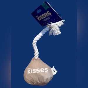 Hershey’s kisses candy rope tug 10” dog toy stocking stuffer silver bell new